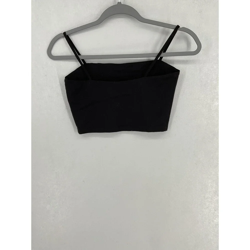 Susana Monaco Womens Crop Top Black Spaghetti Strap Stretch XS